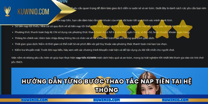 Hướng dẫn từng bước thao tác nạp tiền tại hệ thống