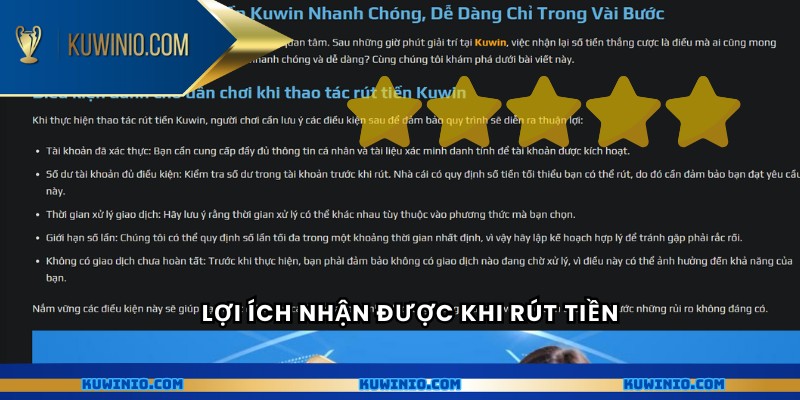Lợi ích nhận được khi rút tiền