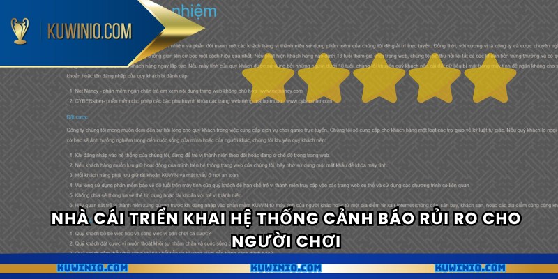 Nhà cái triển khai hệ thống cảnh báo rủi ro cho người chơi